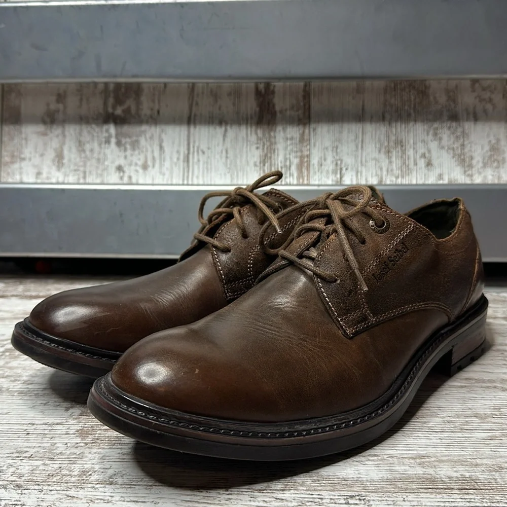 JOSEF SEIBEL MEN’S OSCAR 05-CASTAGNE Size 10/EU 43 Brown Leather Lace Up Oxfords